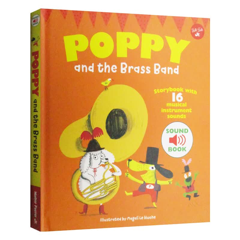 the brass band with 16 musical instrument sounds 英文原版绘本