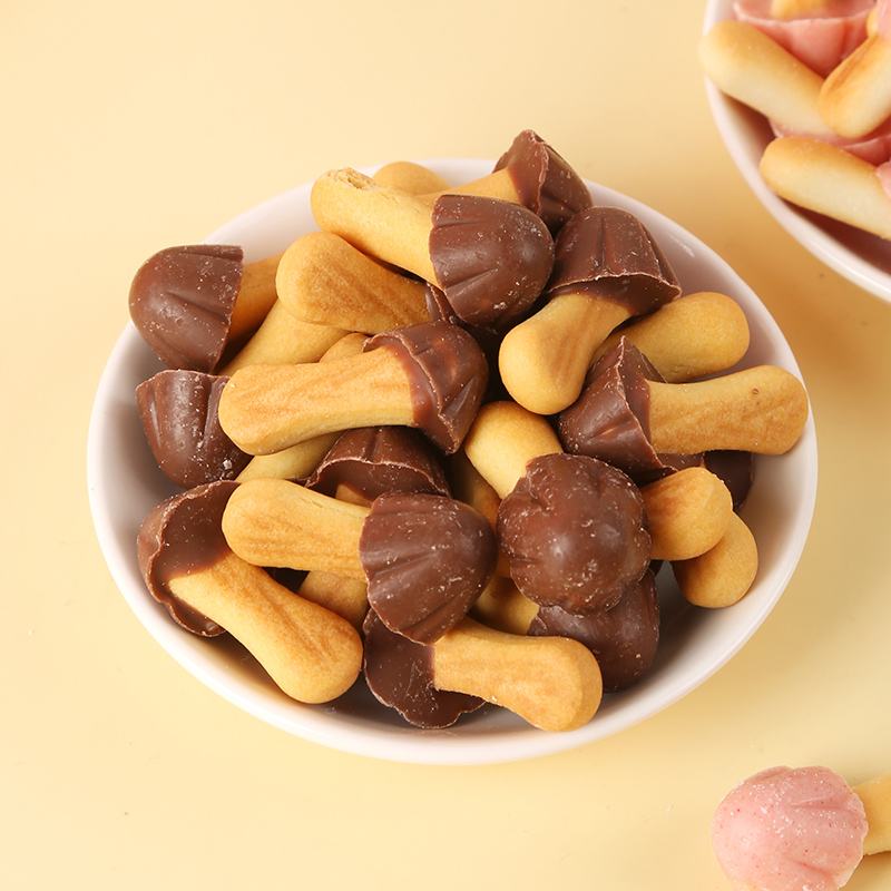 好丽友蘑古力48g*10盒整箱牛奶巧克力曲奇黄油味蘑菇饼干儿童零食