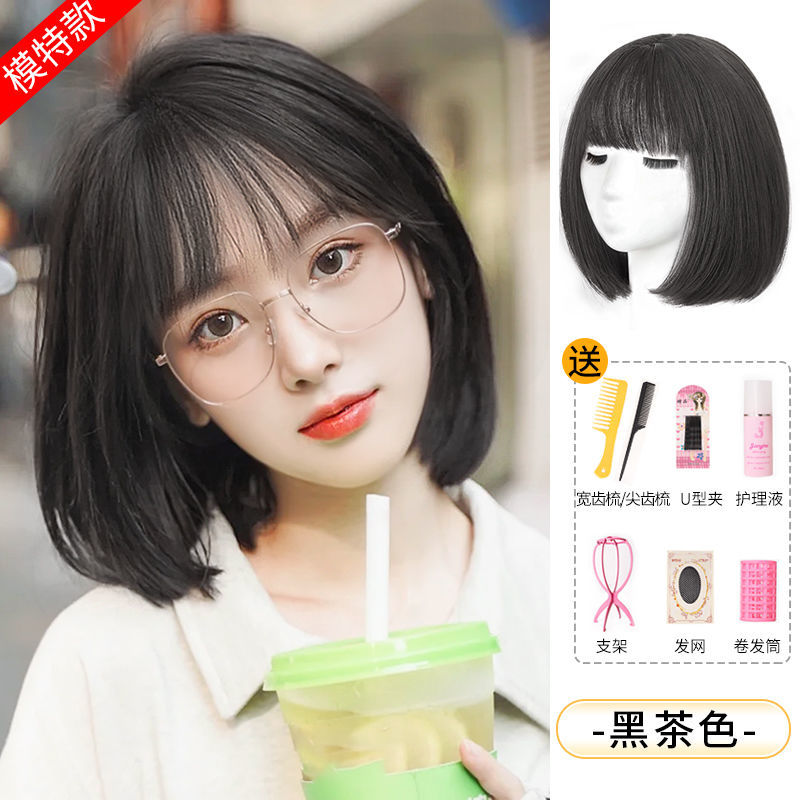 假发女短发空气刘海bobo波波头短直发学生自然可爱减龄修脸全头套