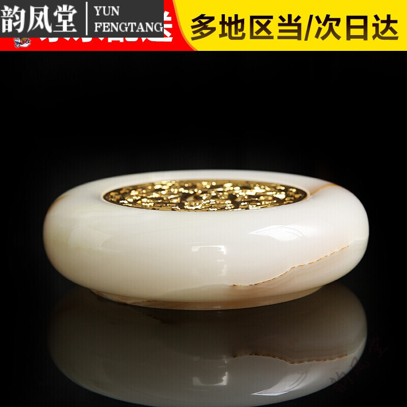 镶银蓄水玉瓷壶承茶承干泡台琉璃家用纯手工茶壶托盘圆形 镶银福壶承