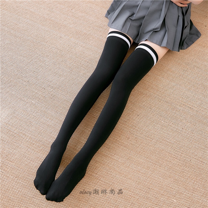 白袜子女生袜子潮流加长过膝袜子女白色丝袜夏薄款学生高筒大腿长筒袜