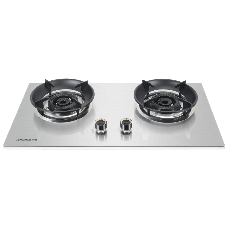 荣胜750不锈钢燃气灶聚能大火力5.2kW猛火节能双灶台嵌入式两用液化气灶天然气灶 750*430丨不锈钢面板丨天然气双灶