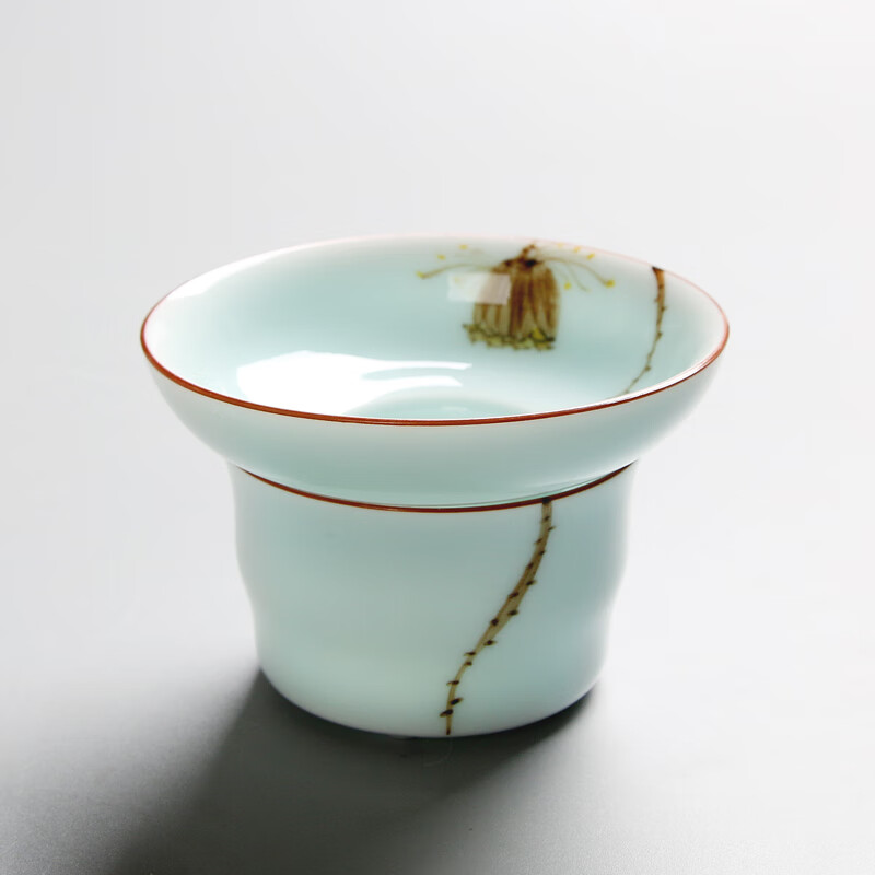 祥业青花手绘粉彩陶瓷过滤器 手工功夫茶具配件过滤网茶漏滤茶器 手绘