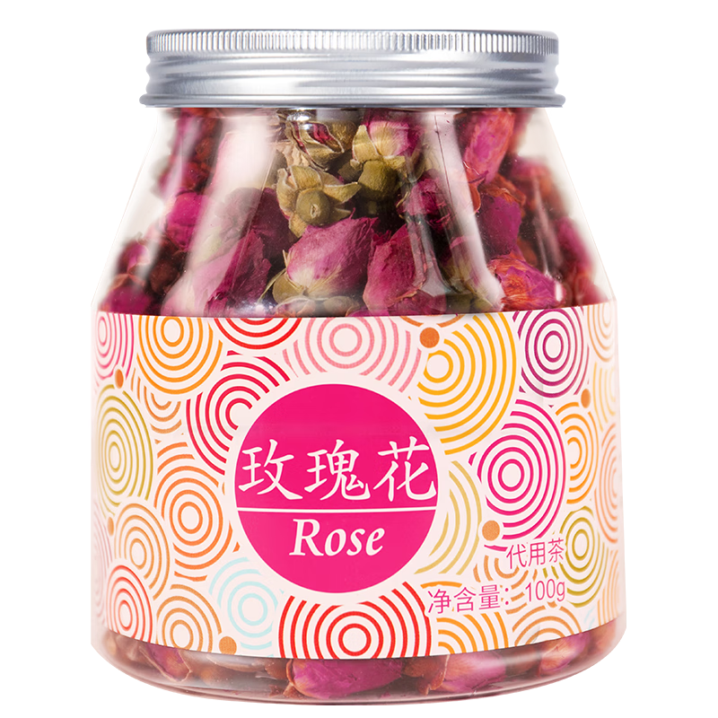 虎标  中国香港品牌花草茶 平阴重瓣玫瑰花100g/罐装