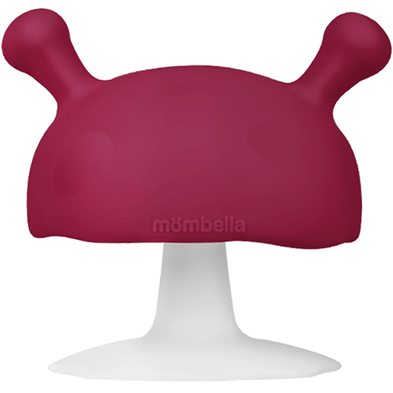 媽貝樂mombella小蘑菇安撫牙膠小月齡寶寶防吃手硅膠玩具咬膠0-3-6個(gè)月 煙囪紅蘑菇 1只裝 +防掉鏈+收納盒