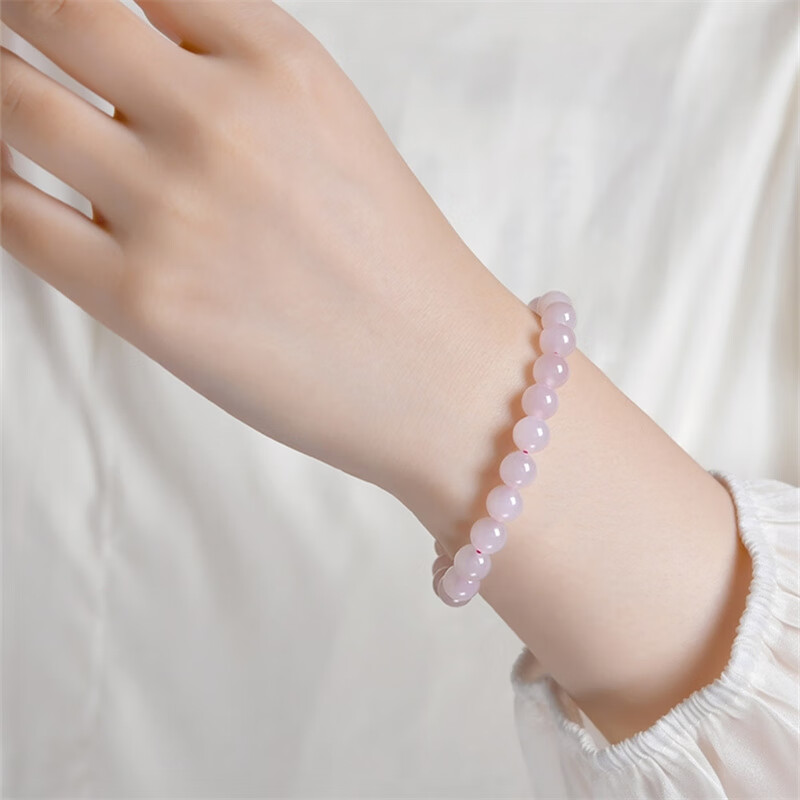 晶之雪藕粉和田玉手串女男青海料玉石串珠手镯珠子散珠玉串手链 珠经约8mm