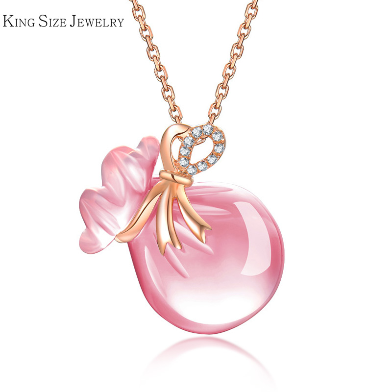 king size jewelry 项链女玫瑰金18k金托帕石吊坠钱袋