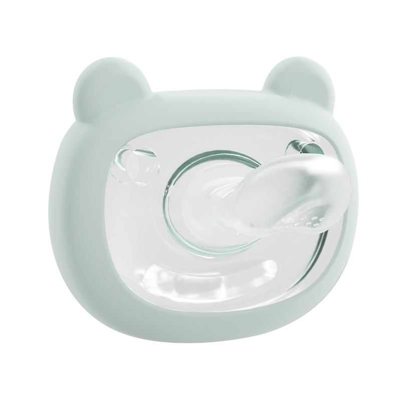 可菲尼（cofene）嬰兒安撫奶嘴安睡型寶寶0-3-6個(gè)月1歲以上新生兒超軟全硅膠防脹氣 圓頭2只裝 灰綠(均碼)