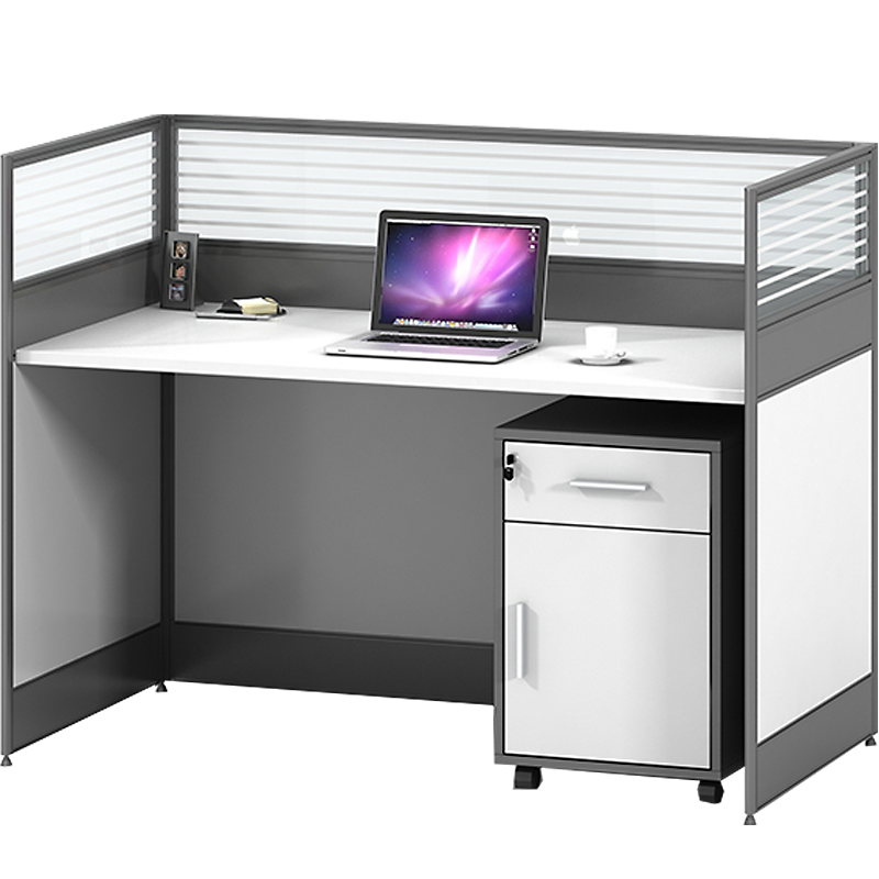 安美诚办公桌简约现代职员桌员工位屏风工作位卡座2/4/6人办公桌椅组合工型四人位【含柜】