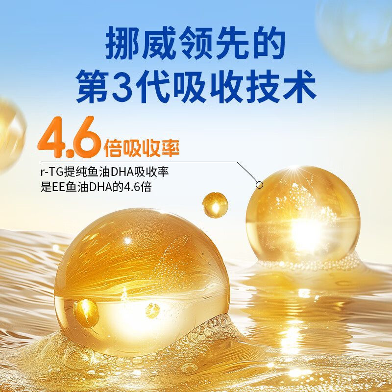 VEL诺蓝宝DHA深海鱼油青少年补脑备考记忆力情绪赖氨酸(临期特惠) 【基础养护】1600mg鱼油60粒*1盒