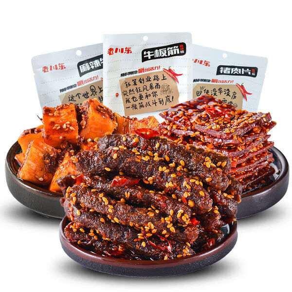 老川東牛肉干牛板筋麻辣牛肉麻辣豬肉脯四川特產(chǎn)辣味小吃零食300g 【麻辣組合（共3袋）】