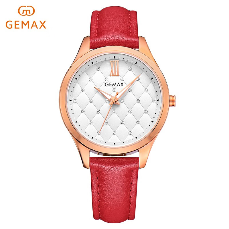 格玛仕格玛仕女表时尚休闲皮带水钻手表女士夜光防水女神石英表 mx2