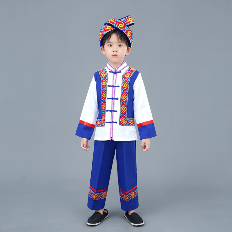 法比兔新款仫佬族民族服装儿童学校运动会秋季少数民族布依族女童表演