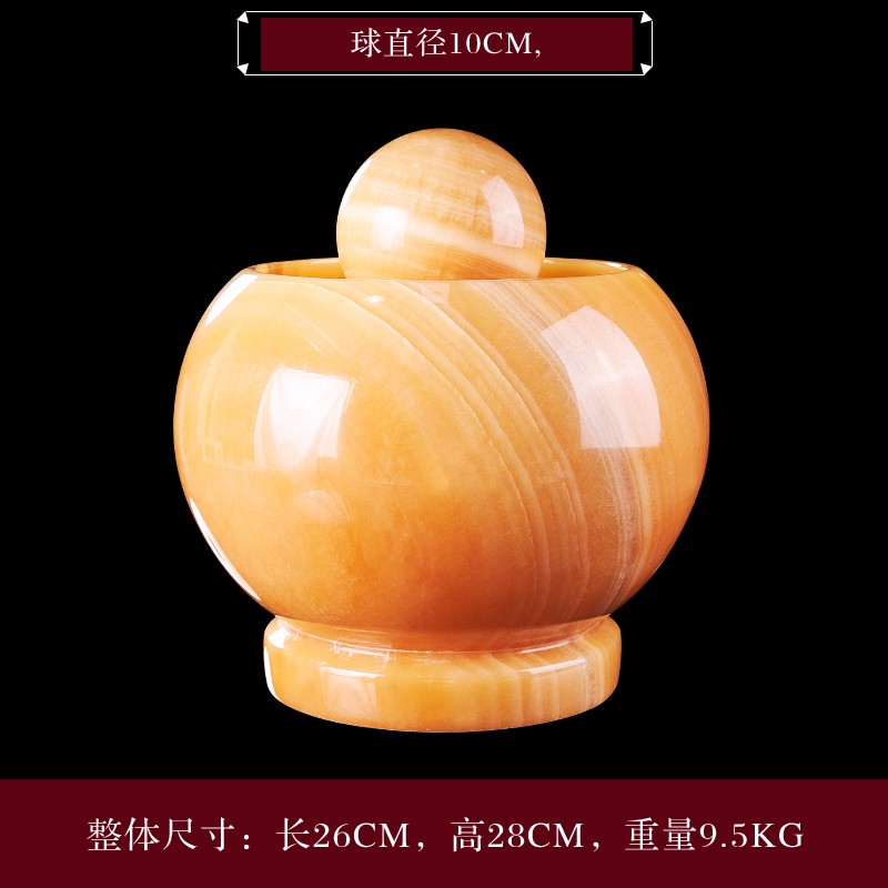 菲落 轻奢高端大理石转运球室内喷泉流水摆件客厅办公室玉石礼品 桔子