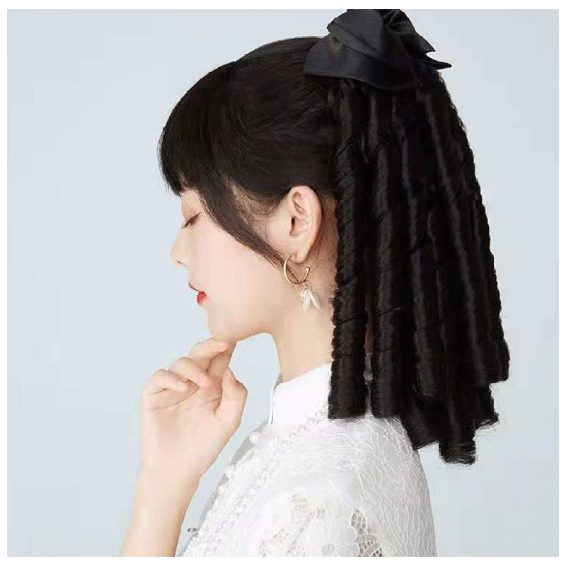 罗马卷假发公主卷马尾宫廷蝴蝶民国油条卷影视旗袍民国卷发 哑光自然