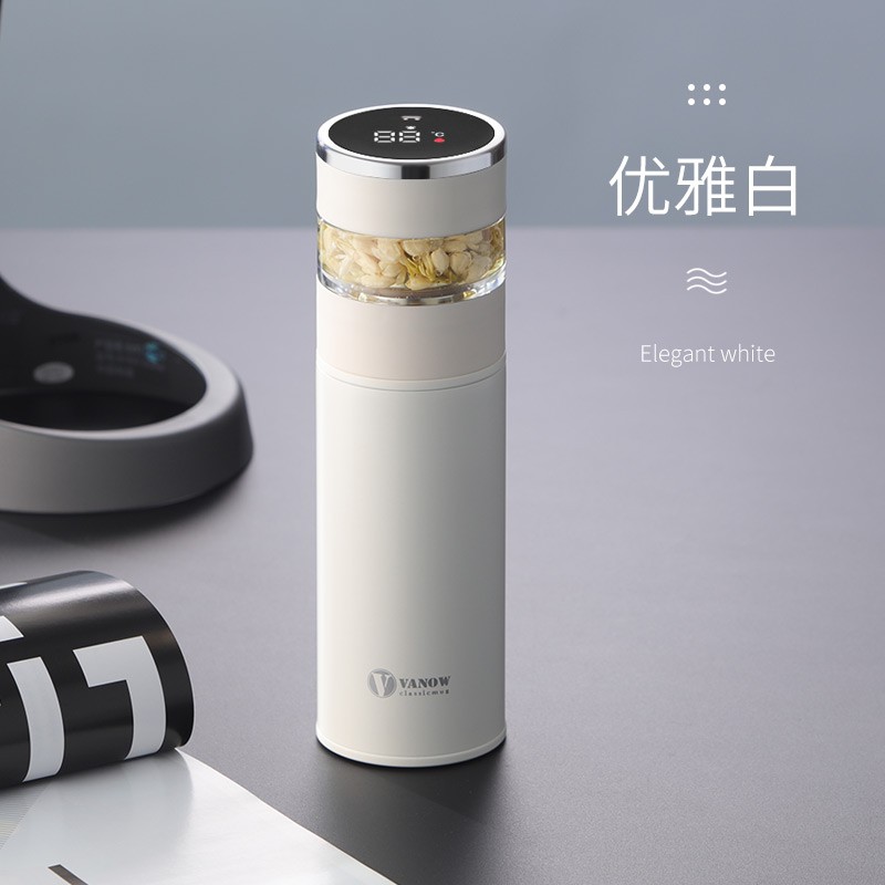 英国vanow银杯智能保温杯男女茶水分离泡茶杯子999银内胆水杯支持