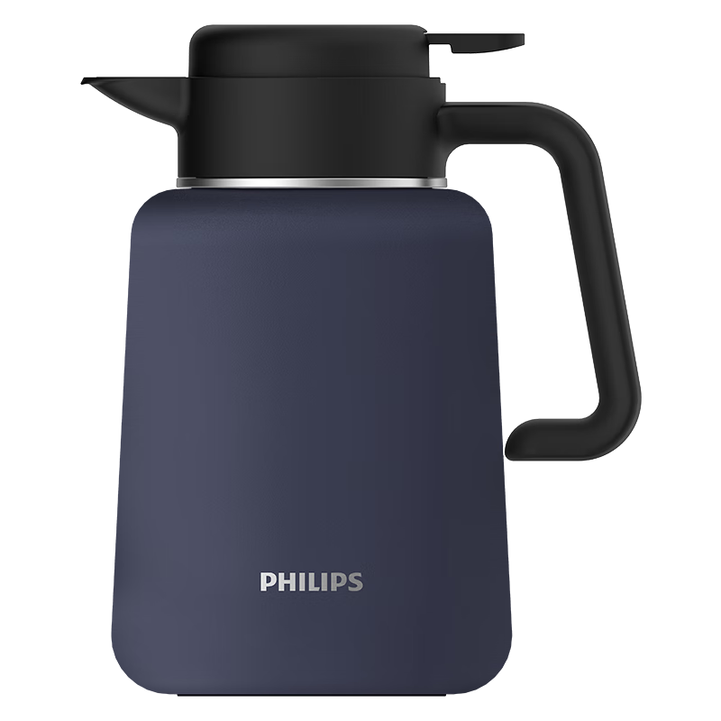 飞利浦（PHILIPS）保温壶焖茶壶 316不锈钢大容量水壶 家用办公暖水瓶按压式热水壶 【升级新品】焖茶壶-蓝色1.8L