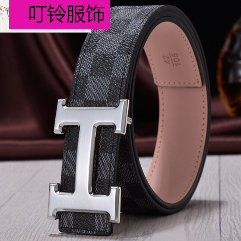 l v皮带男士真皮男皮带酷奇腰带lv8同款l v皮带男士男式酷奇 啡黑色