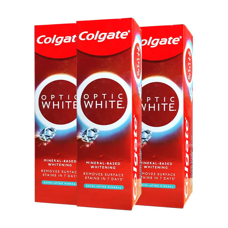 高露洁OPTICWHITE光感白牙膏护龈健齿美亮白闪钻清新口气清洁牙周护理 光感白闪亮美白牙膏100g*3支