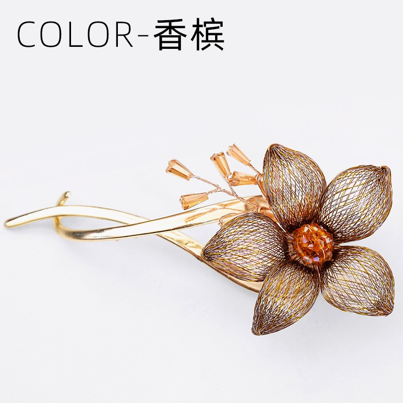 乐玛韩国高端铜丝花朵后脑勺发夹妈妈发卡大号扭夹盘发高雅婚宴送妈妈