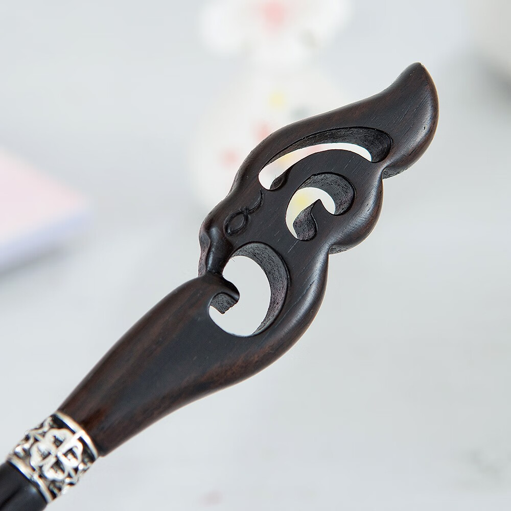 藏剑发簪凤舞藏剑檀木簪中刀簪优雅古典盘发拆快递汉服头饰送女生 木