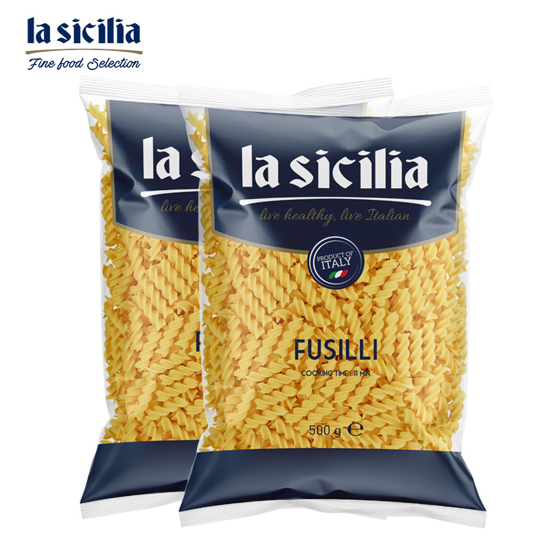 lasicilia（辣西西里) 意大利进口 螺旋形意大利面螺丝面意面意粉组合 500g*2袋装