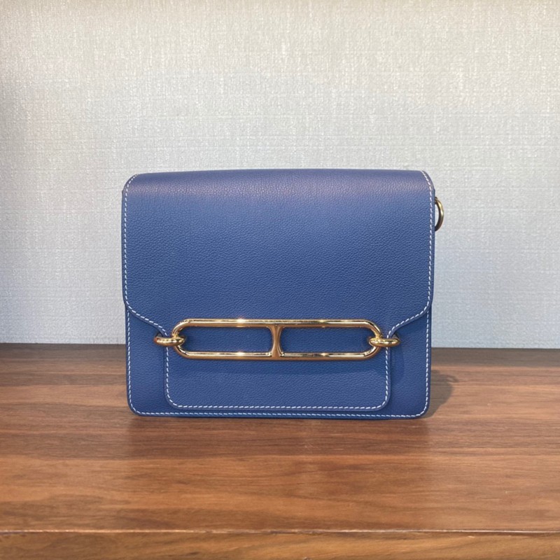 【二手99新】hermes roulis猪鼻子23 7e明蓝色/金扣 evercolor皮c刻