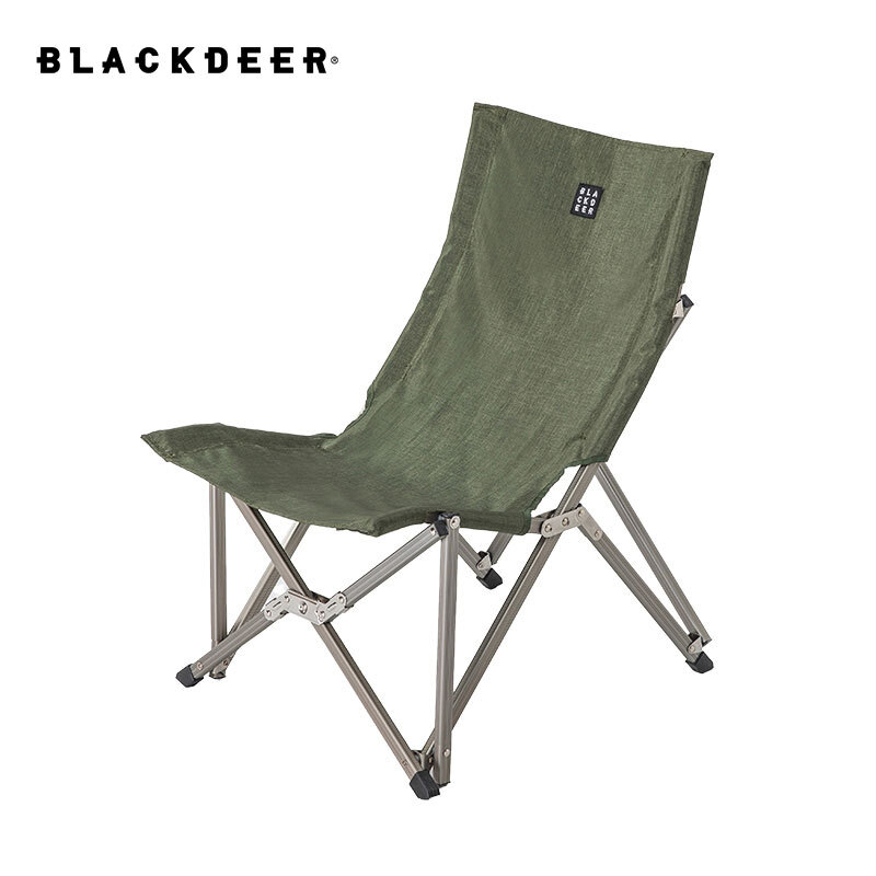 黑鹿宅宅椅户外便携折叠椅子露营钓鱼靠背凳子铝合金休闲沙滩躺椅 橄榄绿