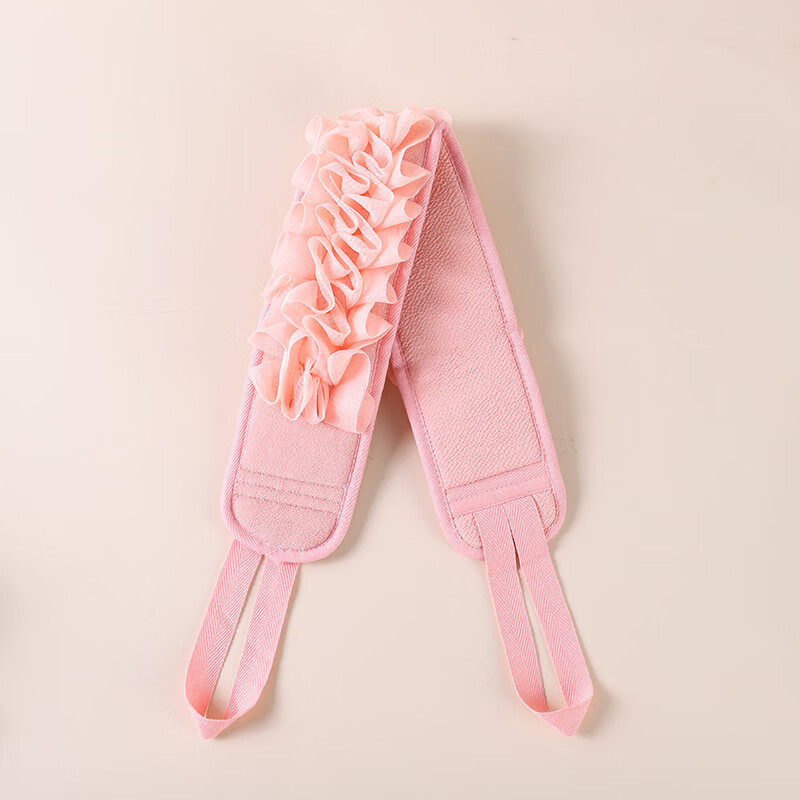 家用搓背条浴花两用搓澡巾长条洗澡巾错搓背沐浴花拉背条 粉色