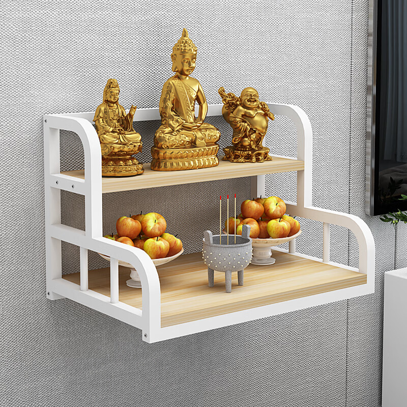 龛墙上壁挂式供台神龛经济型观音 白架 浅胡桃(长50宽36)