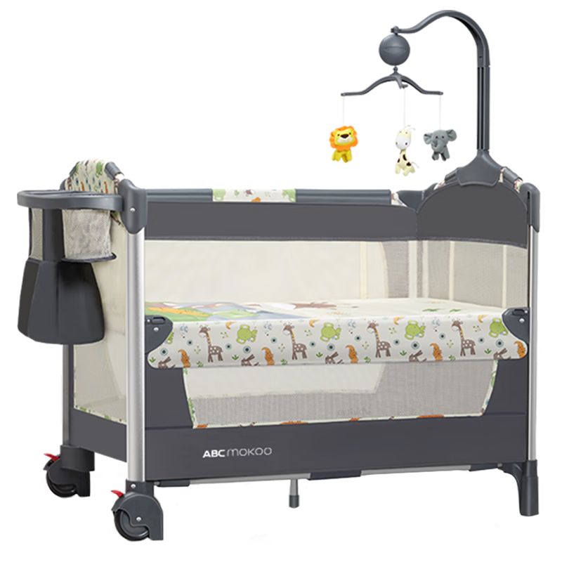 ABCmokoo 婴儿床折叠宝宝床可移动新生儿多功能拼接大床-吉拉法鹿PRO款