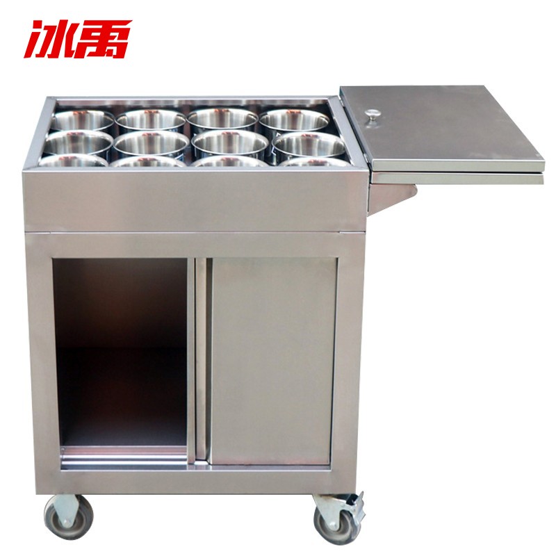 冰禹 bj-18 不锈钢调料车 多功能厨房移动餐车小推车 加厚拉门款(带