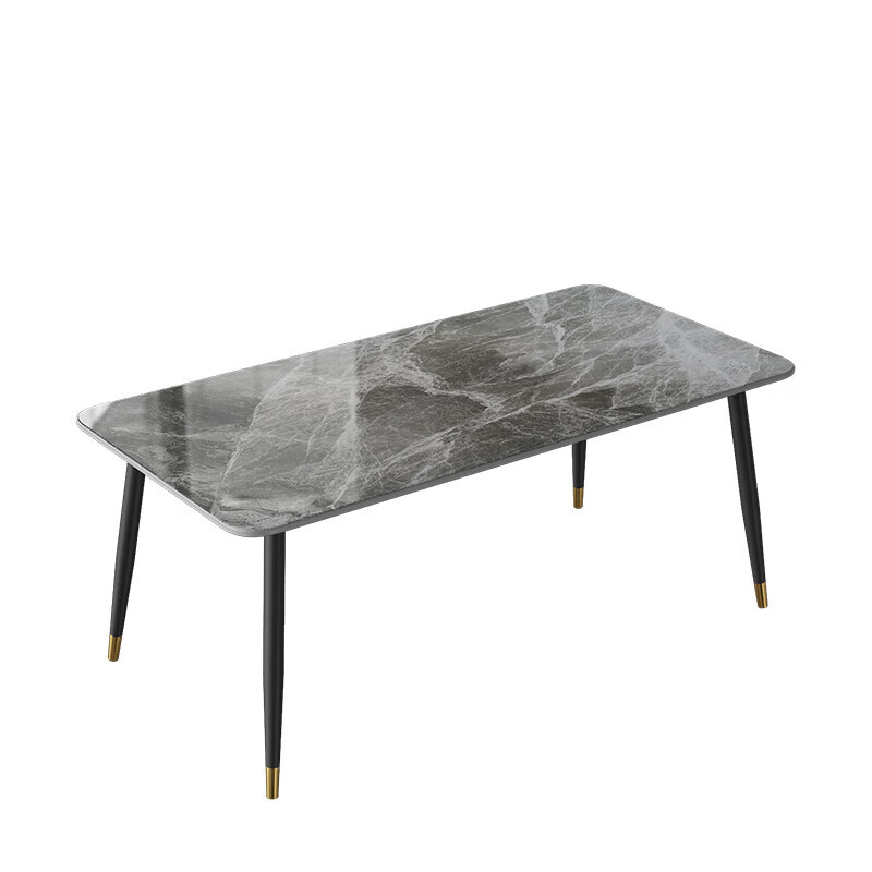 亮光岩板餐桌椅组合家用现代简约感极简饭桌子小户型 亮面意大利灰 长