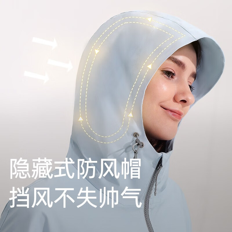 OhSunny冲锋衣男女情侣款户外软壳衣防风防水登山服秋季保暖轻氧连帽外套 春木白 M