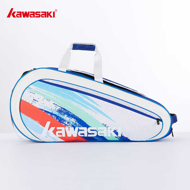 川崎（KAWASAKI）羽毛球包大容量手提双肩包球拍包袋子KBB-8691蓝白6支装