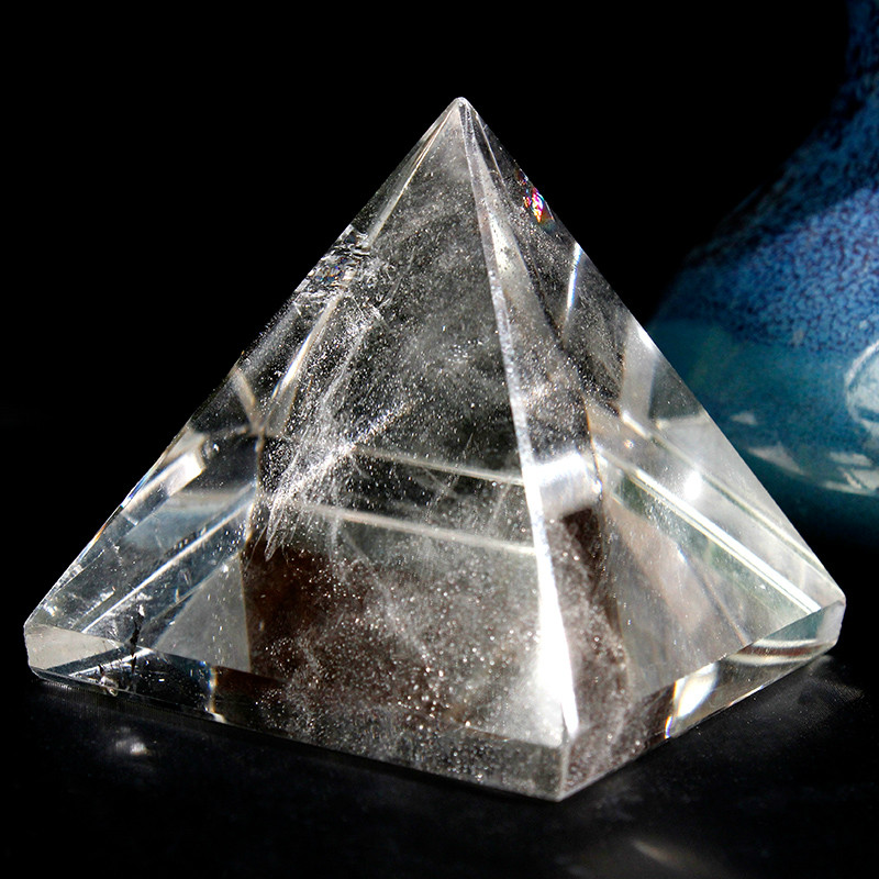 蝶灿 白水晶金字塔摆件能量水晶发生器放大器打坐供佛家居摆件 白水晶