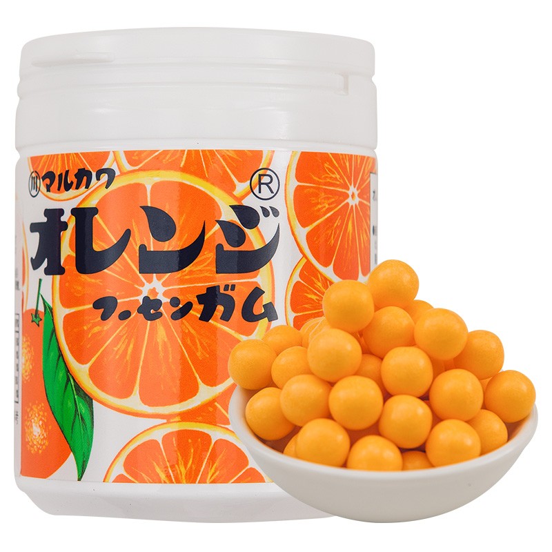 丸川新品  日本进口 丸川 桔子味口香糖130g 休闲送礼随身口香糖罐装 桔子味口香糖