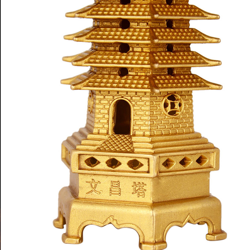 铜文昌塔摆件十三层搭配桃木底座办公桌书房旗舰店工艺品 十三层铜