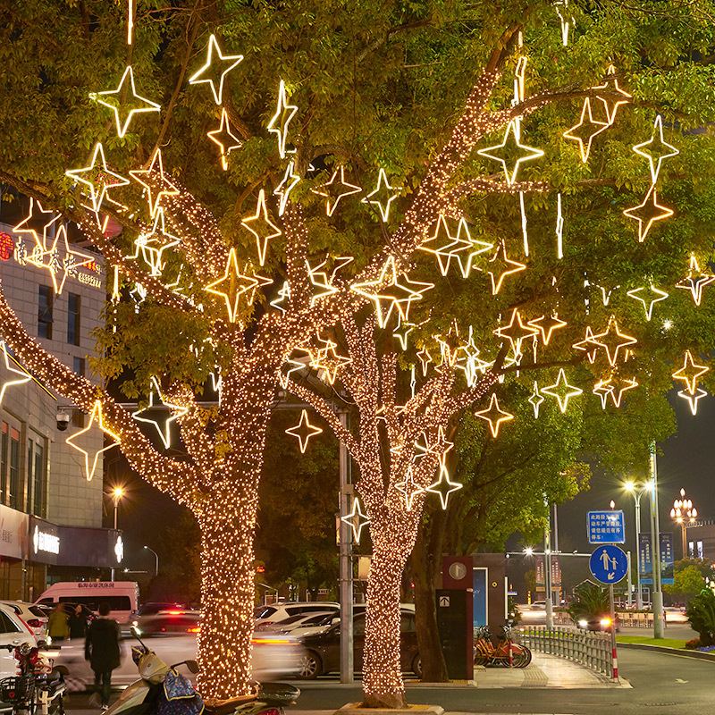 led小彩灯闪灯串灯户外防水满天星灯树木亮化灯北极星挂件装饰灯 月亮