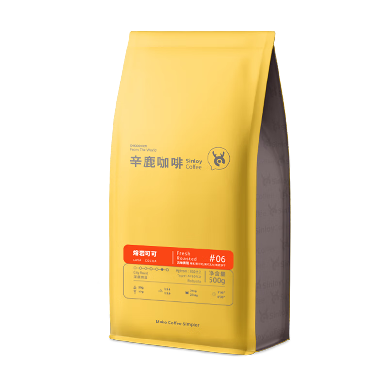 SinloyCoffee 辛鹿咖啡 重度烘焙 熔岩可可 意式特浓咖啡豆 500g