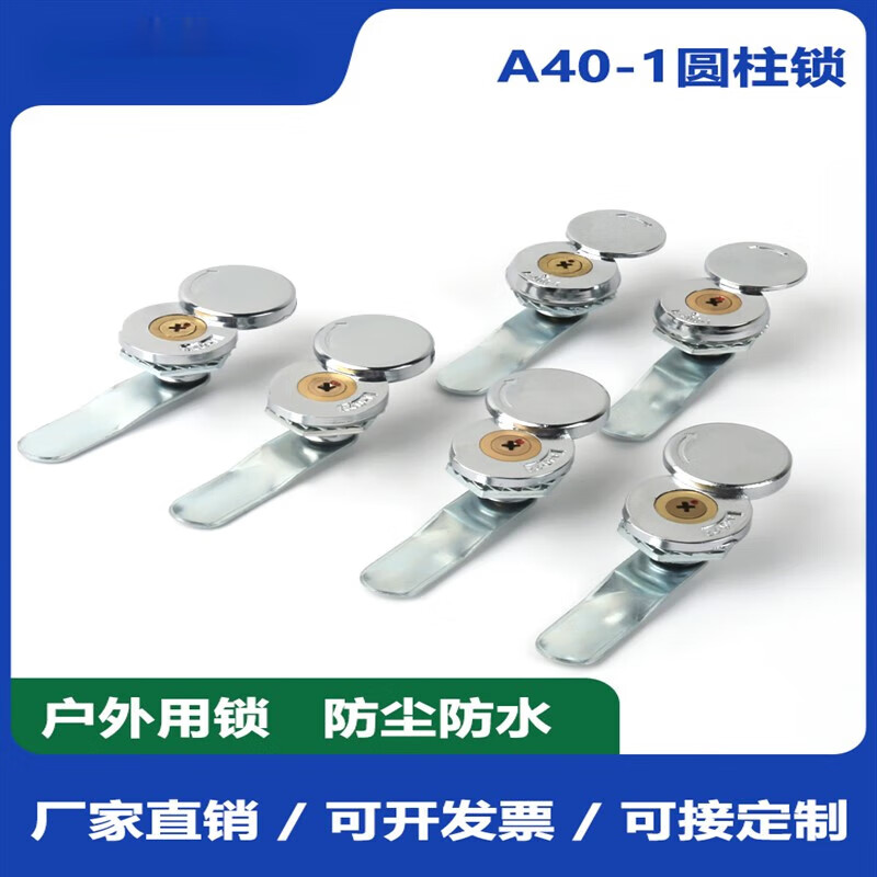 鐵臣 帶蓋防雨鎖圓柱鎖轉(zhuǎn)舌鎖配電柜機(jī)箱柜門(mén)鎖十字銅芯鎖小圓鎖 A40-1開(kāi)孔22MM鍍銅鎖芯通開(kāi) 