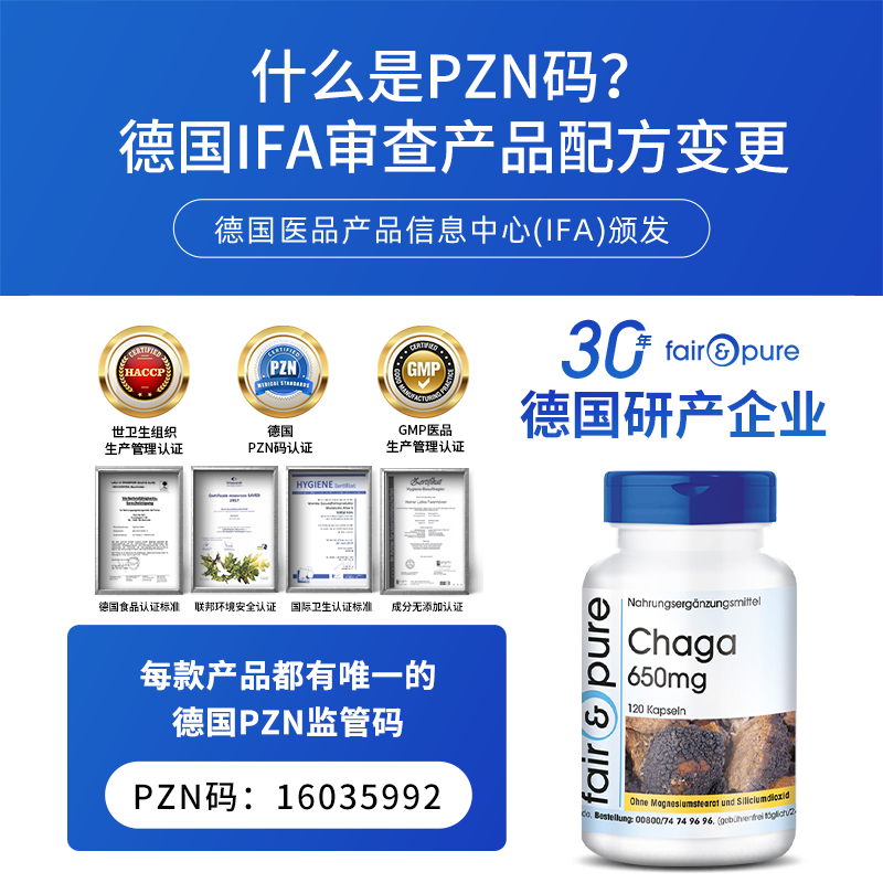 fair&pure芬蓓尔白桦茸提取物120粒日常血糖养护天然胰岛i素糖尿病无糖食品 白桦茸提取物 120粒*1瓶