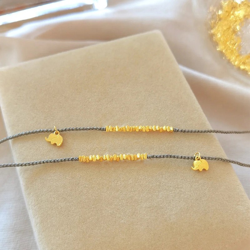 坠碎金子手链情侣男女款一对999足金手绳生日礼物送女友 小象 13碎金