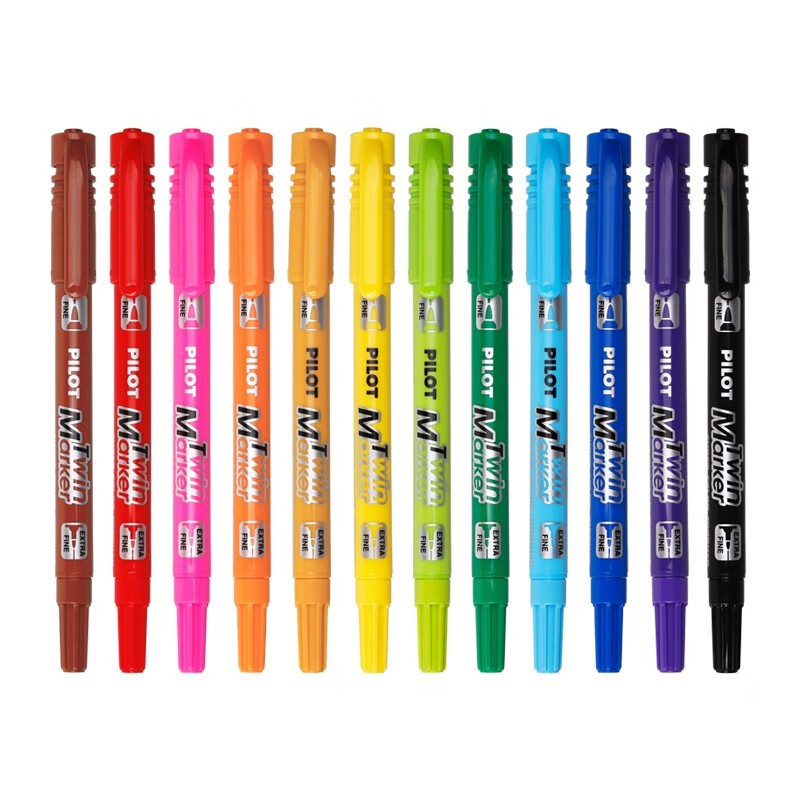 pilot日本百乐油性大小双头记号笔彩色绘画马克笔勾线笔标记笔粗细
