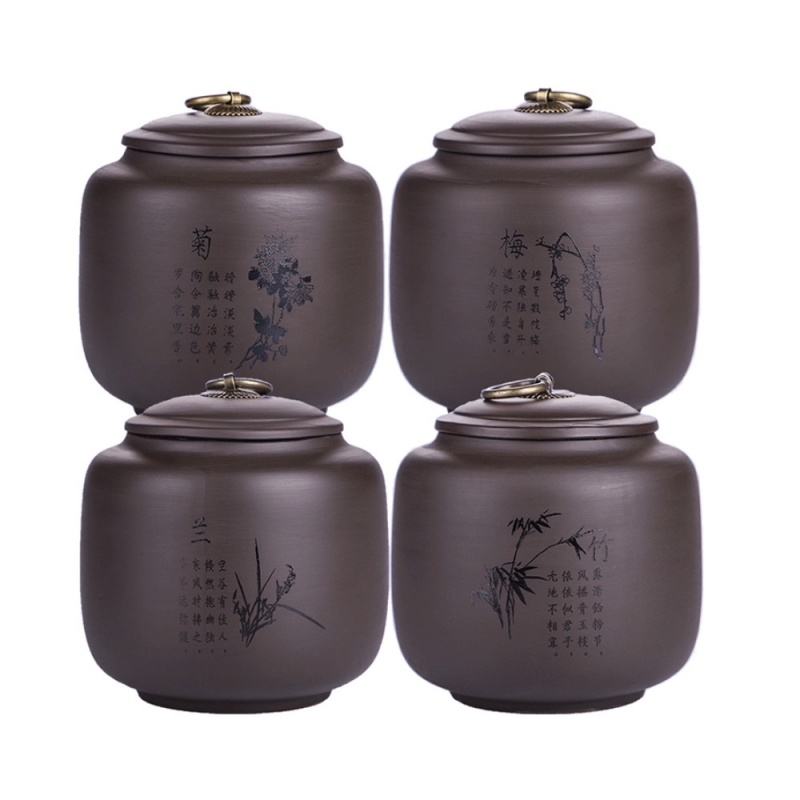 茶叶罐大号豪峰紫砂茶叶罐创意储罐功夫茶具家用茶道配件防潮大号普洱
