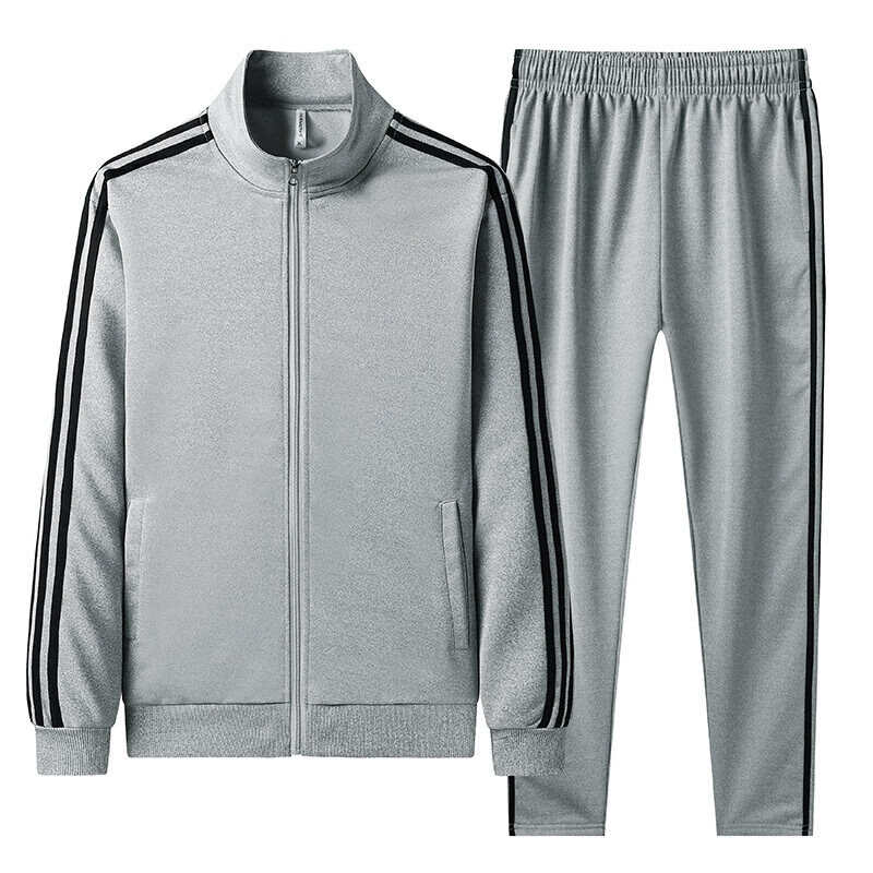 凯逸弗（kainifu）套装男士开衫春秋季休闲运动套装 浅灰色 XL