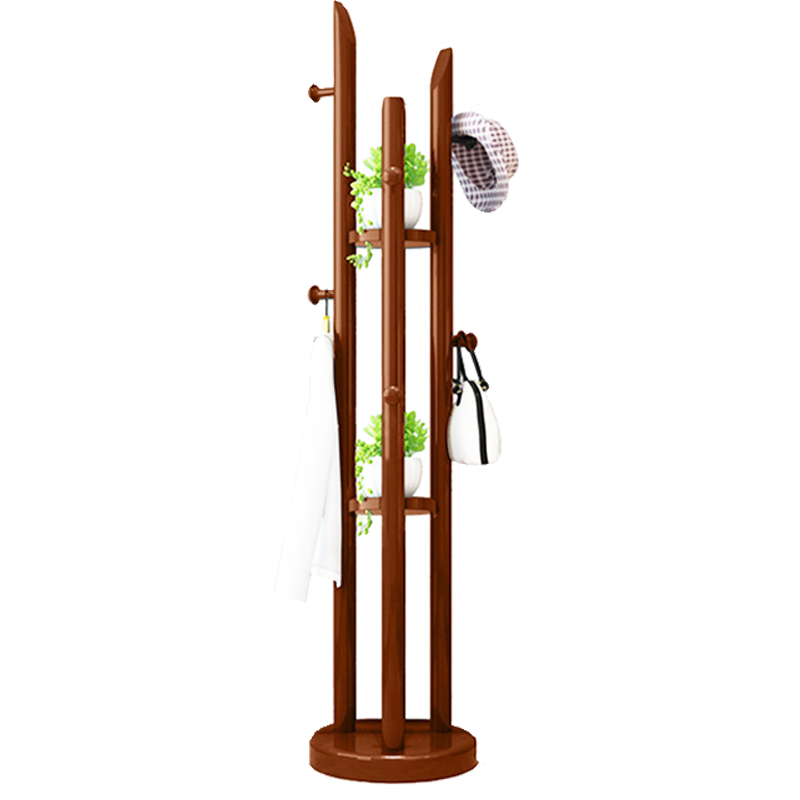 密林 北欧实木衣帽架现代新中式衣架落地卧室立式挂衣架家用创意多功能 805B