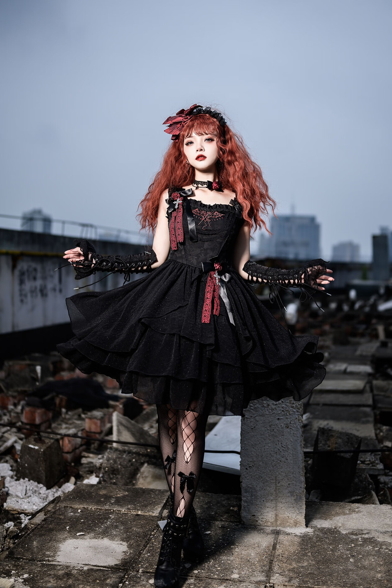 【恶魔逆行】哥特lolita 洛丽塔洋装 -二团定金 红色(二团) 均码_腰封