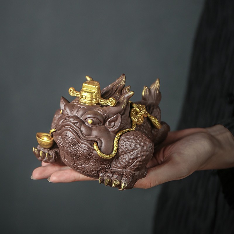 招财大金蟾手工精品可养茶艺茶玩茶盘家居摆件 cty---升官发财大金蟾