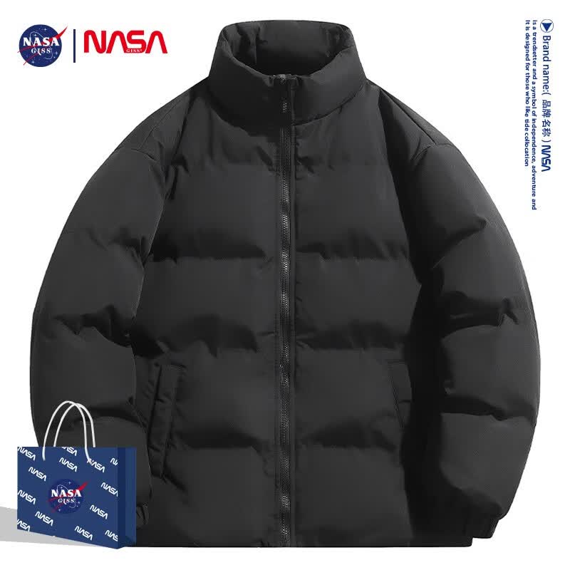 NASA GISS棉服男加厚保暖冬季双面穿立领宽松简约休闲防寒棉衣 黑色【单面款】 L【115-135斤】怎么样,好用不?